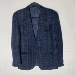 Vintage Colours By Alexander Julian Purple Teal Orange Plaid Wool Blazer 40R